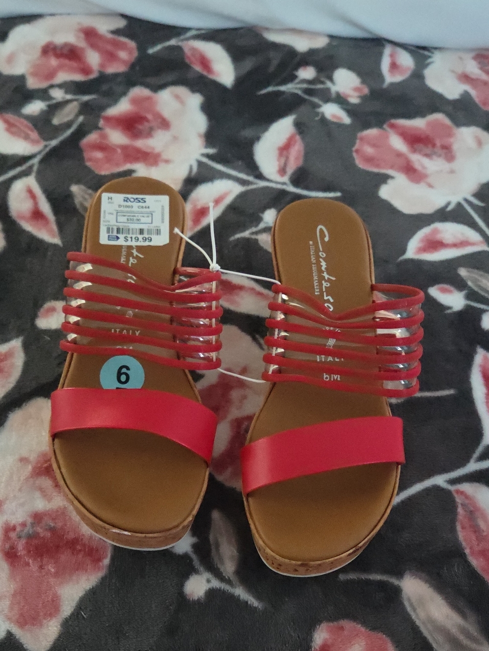 Comfortiva Red Multi-Strap Slide Mules